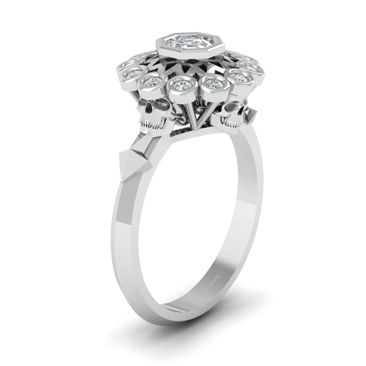 Diamond Skull Ring For Couple