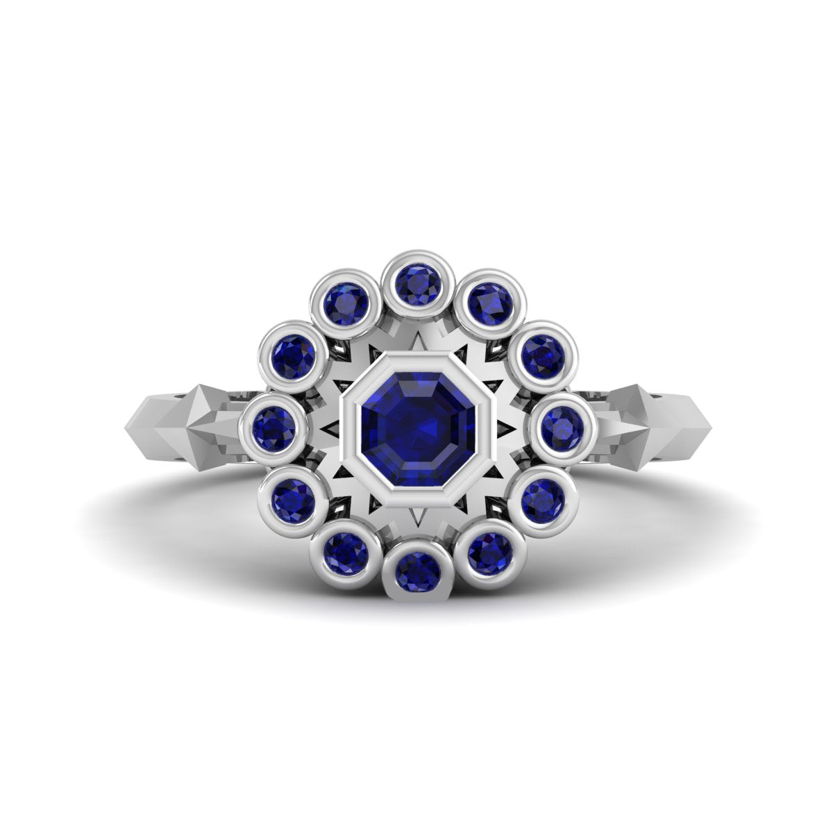 1.60TCW Sapphire Skull Wedding Rings