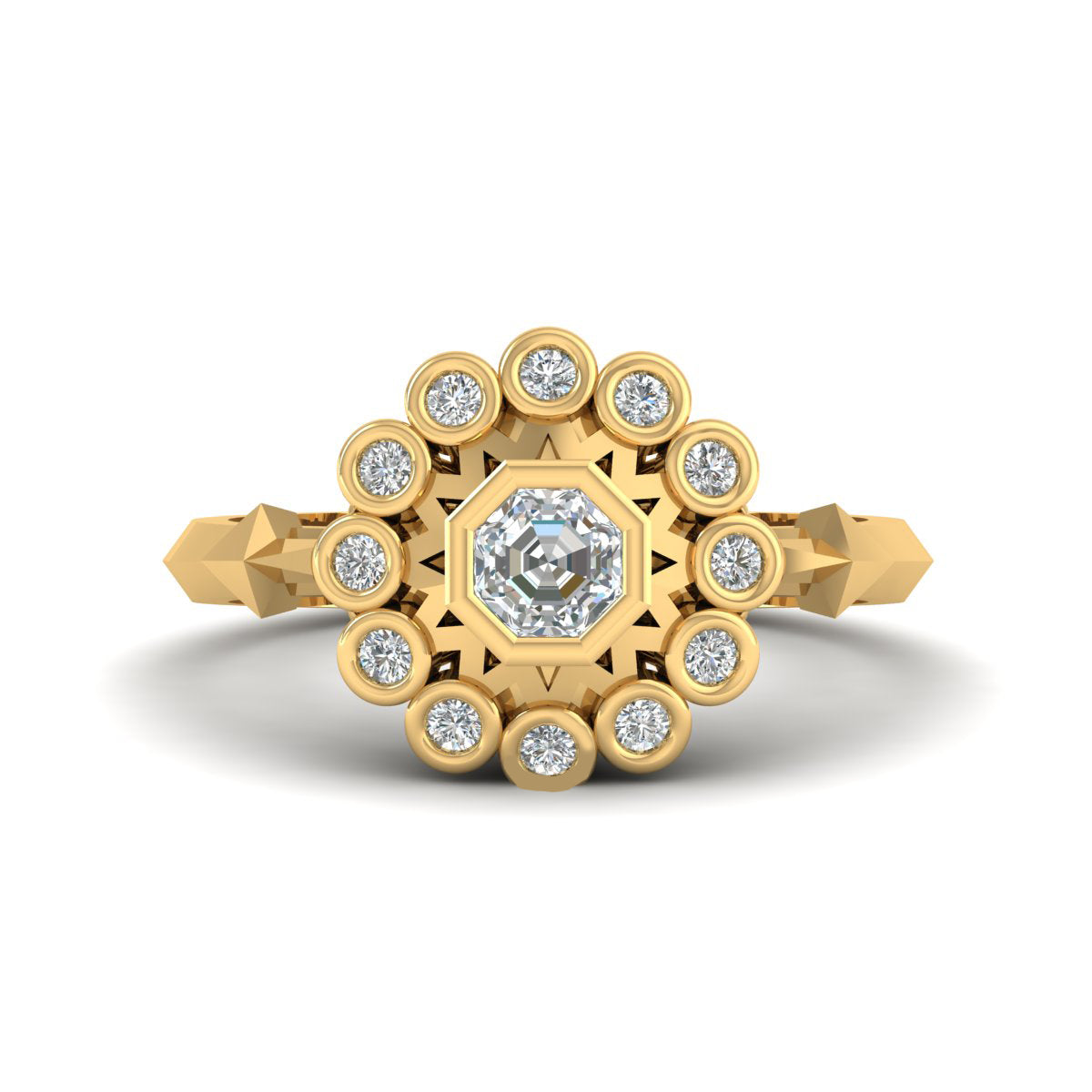 Octagon Diamond Skull Ringv