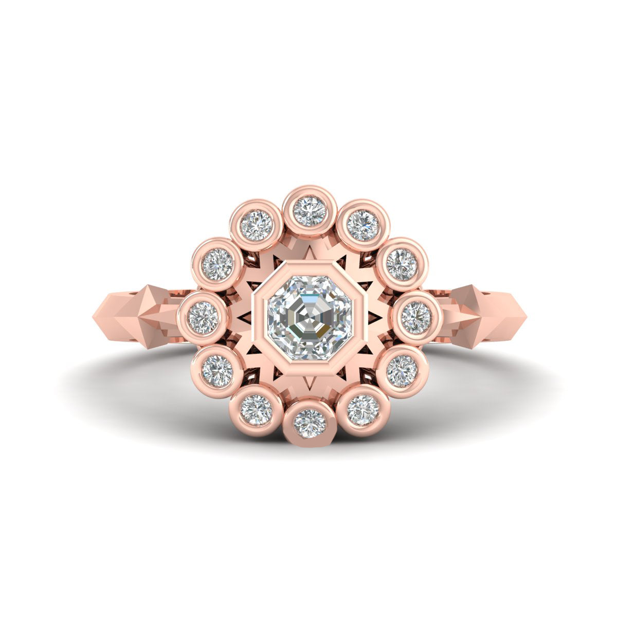 Octagon Diamond Skull Ringv