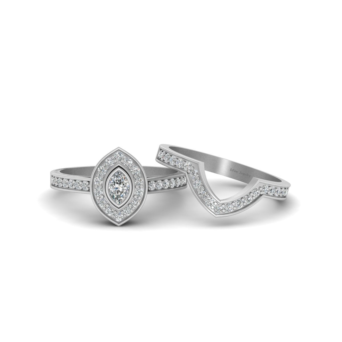 HALO DIAMOND BRIDAL RING SET