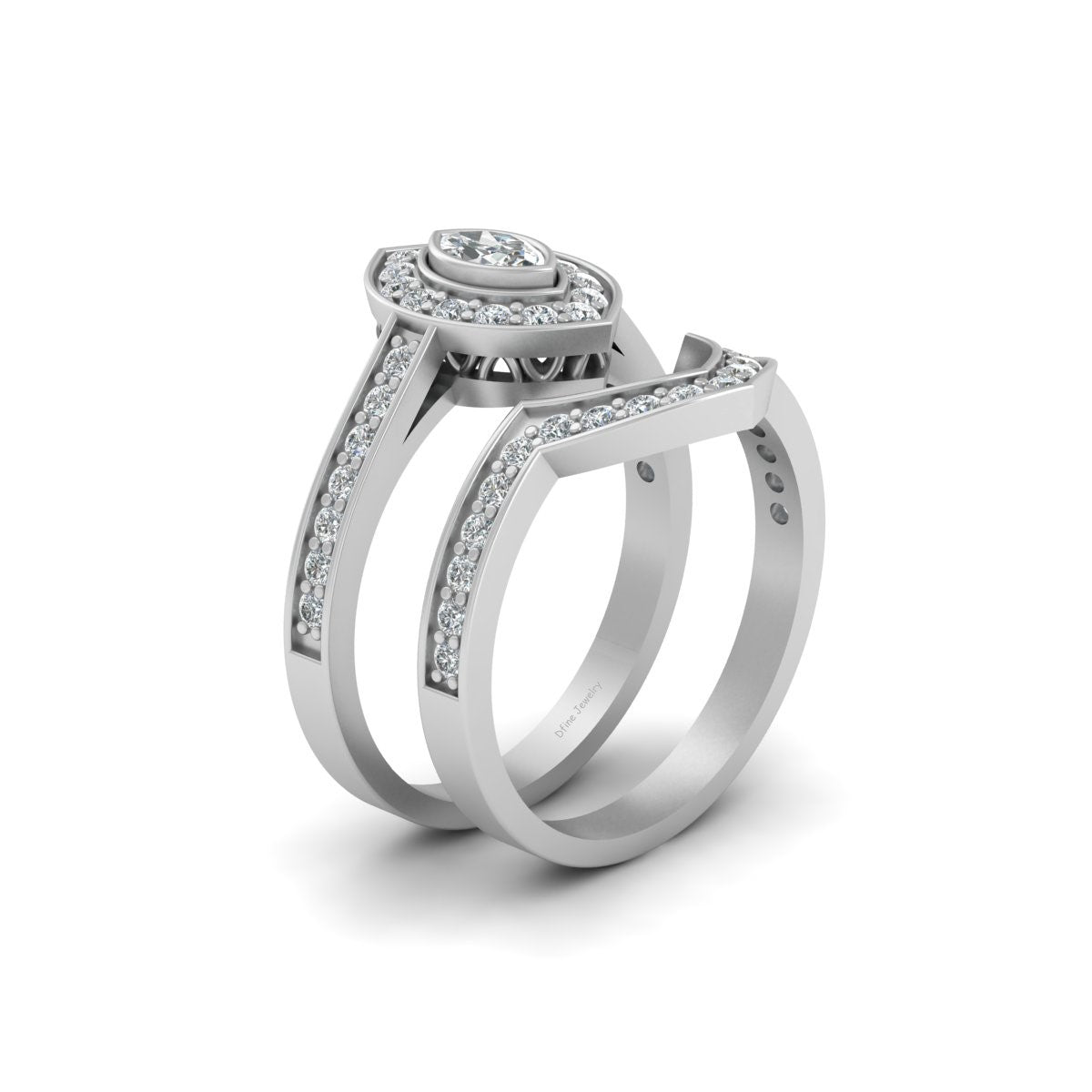 HALO DIAMOND BRIDAL RING SET