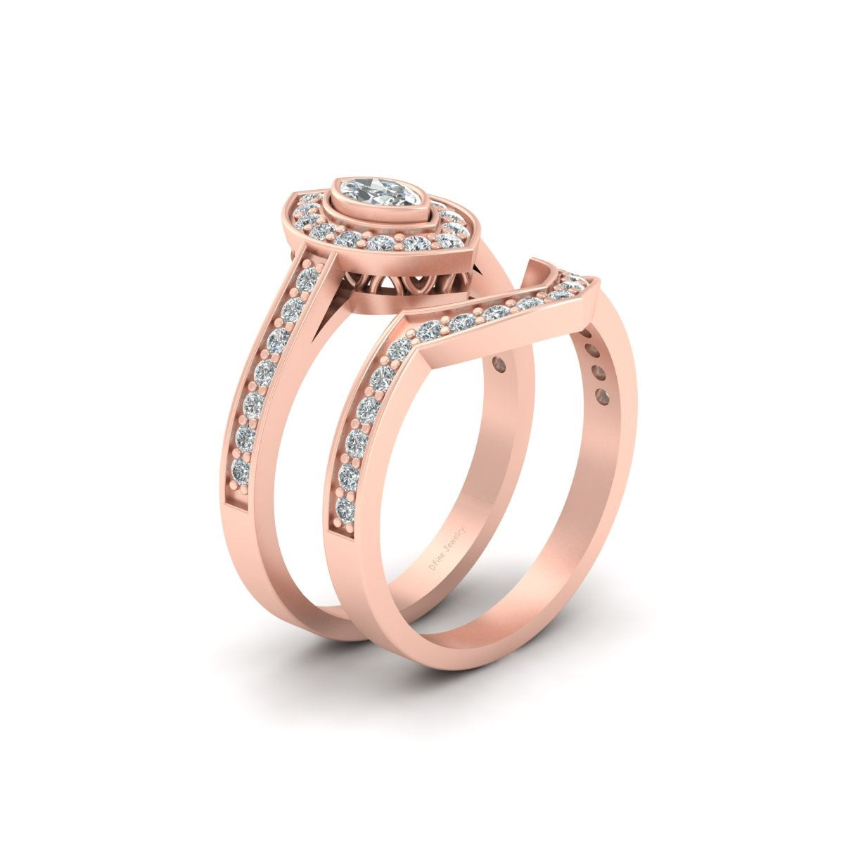 HALO DIAMOND BRIDAL RING SET