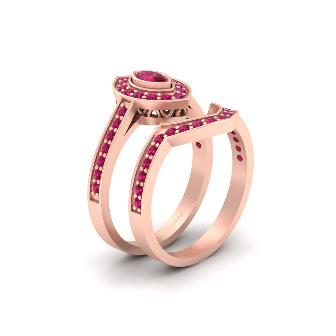 PINK CZ HALO ENGAGEMENT RINGS