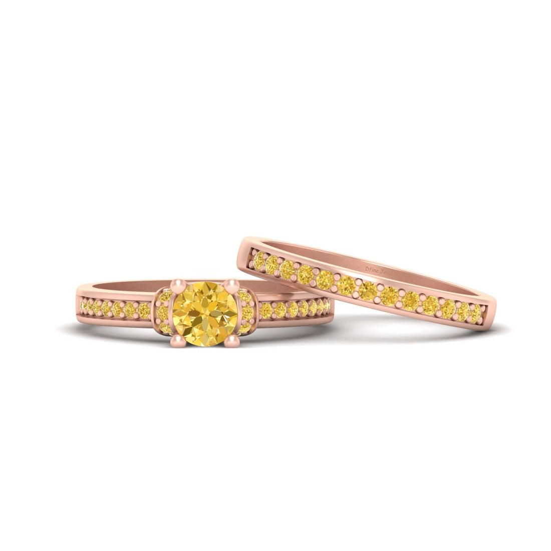 YELLOW CITRINE ENGAGEMENT RING SET