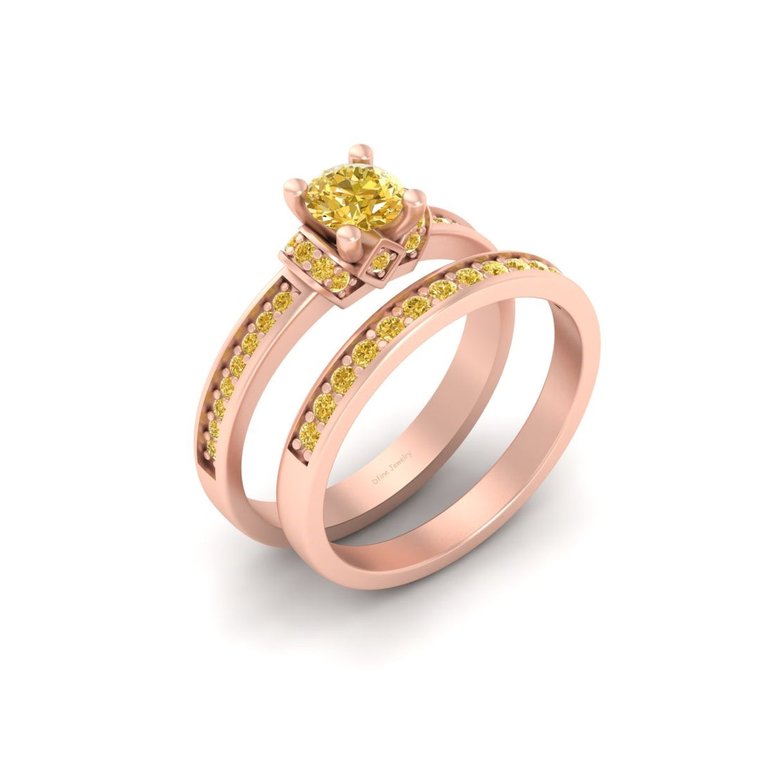 YELLOW CITRINE ENGAGEMENT RING SET