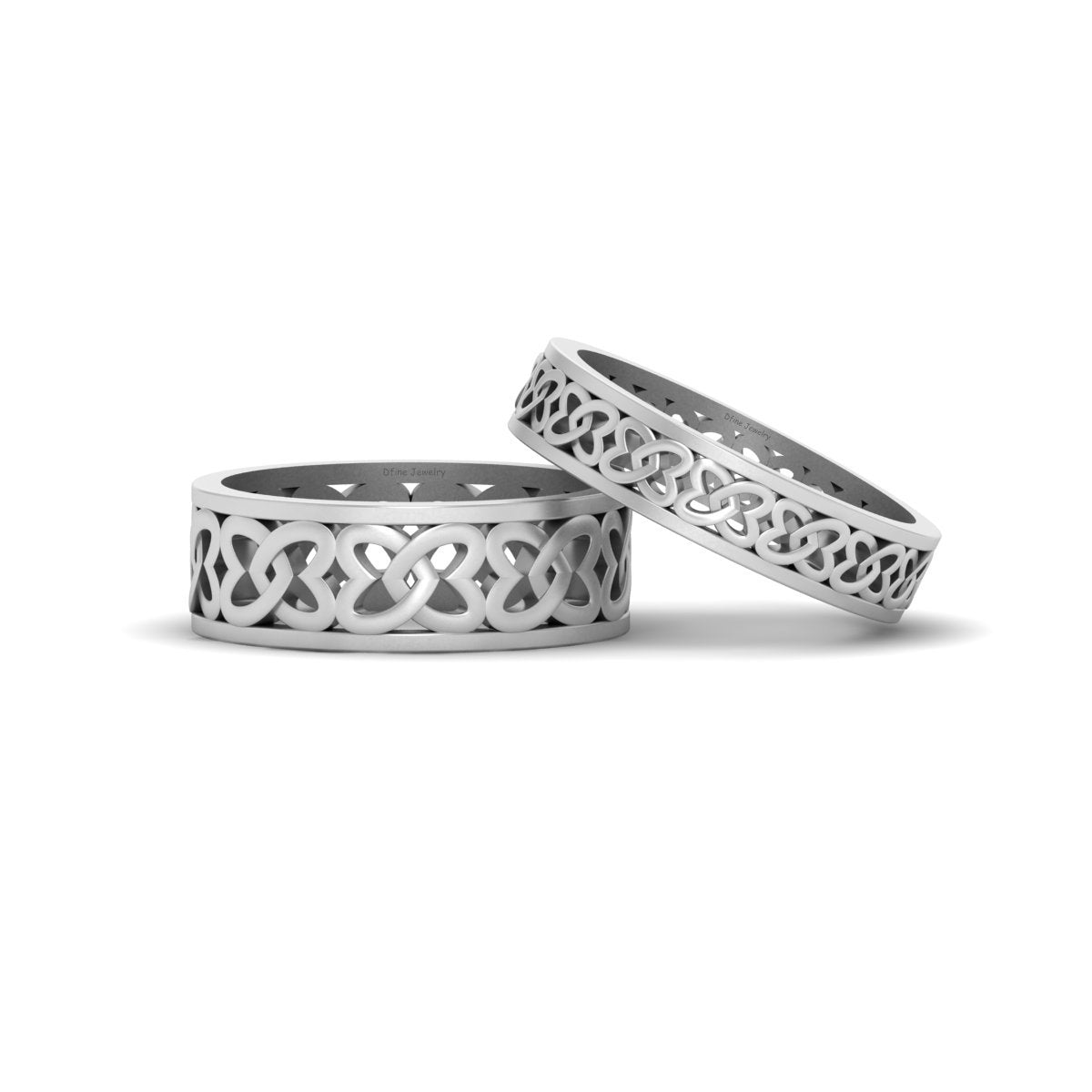 His and Her Heart Wedding Bands