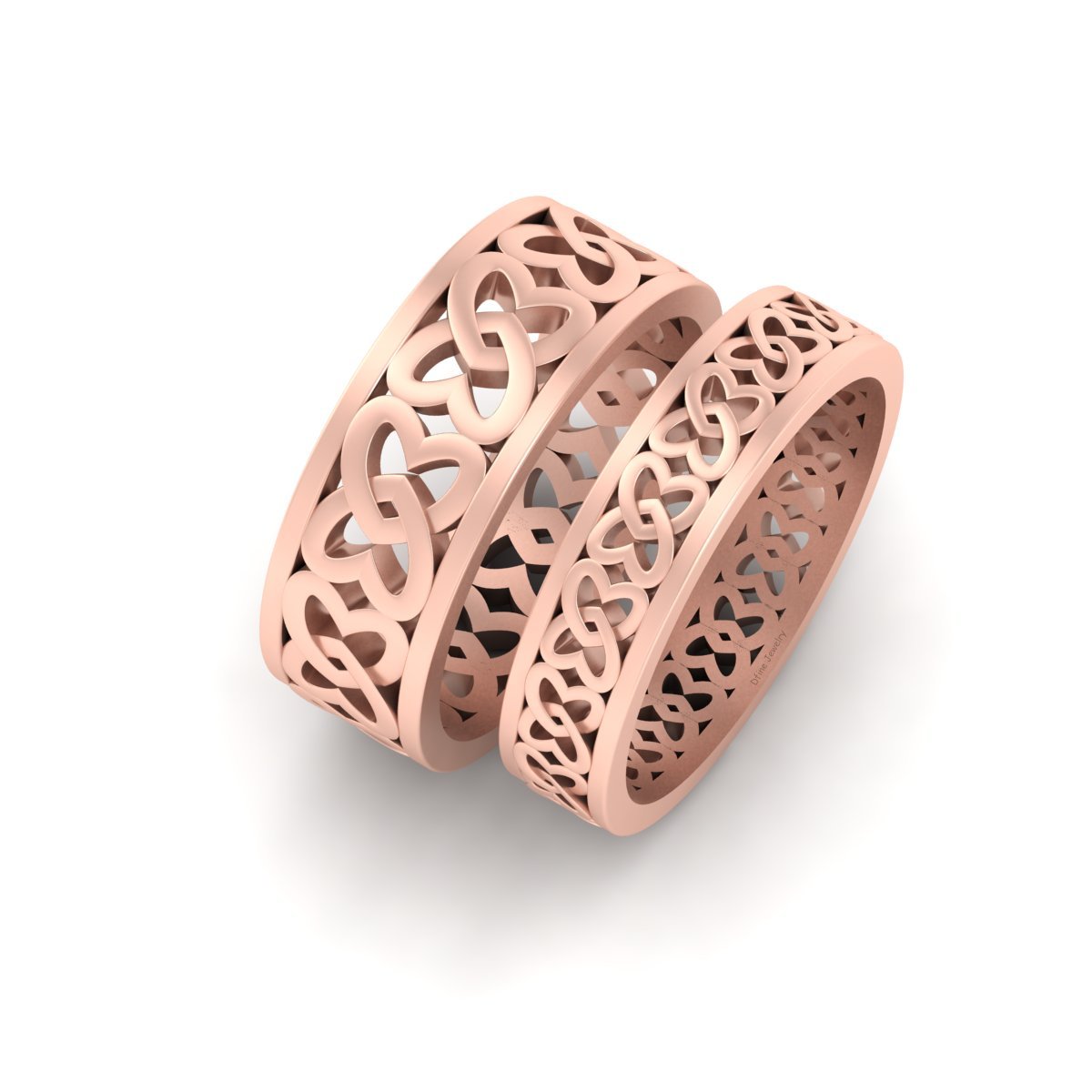 His and Her Heart Wedding Bands