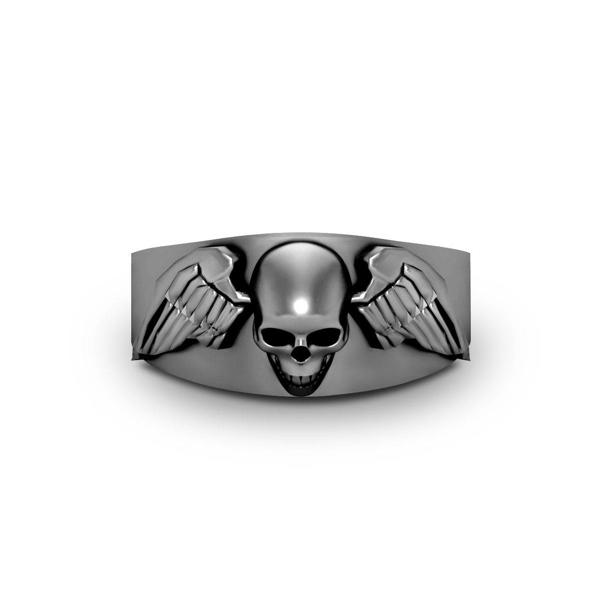Dark Angel Wings Skull Ring