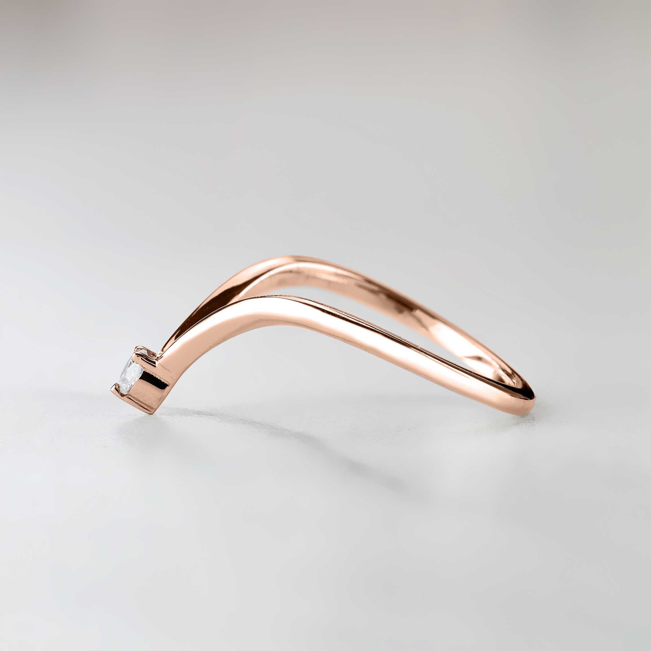 Deep Curved Wedding Band CZ Diamond Chevron Ring Enhancer