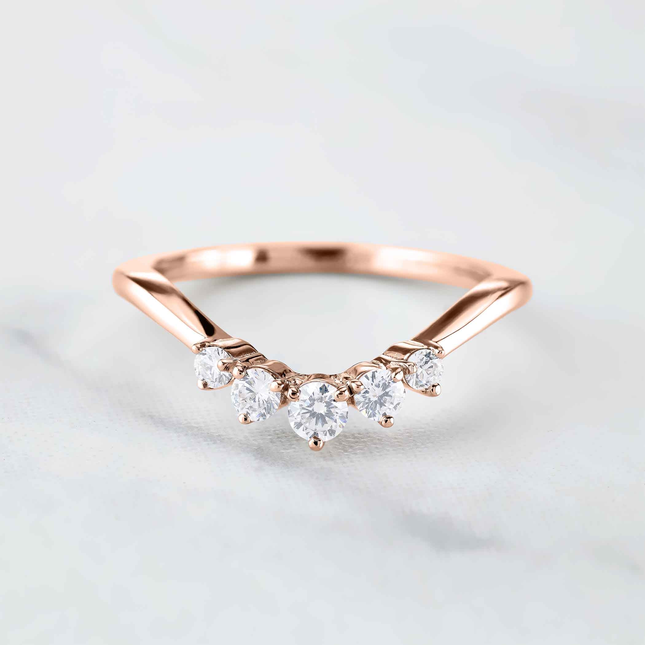 Diamond Ring Enhancer Curved Wedding Band Silver Rose Gold
