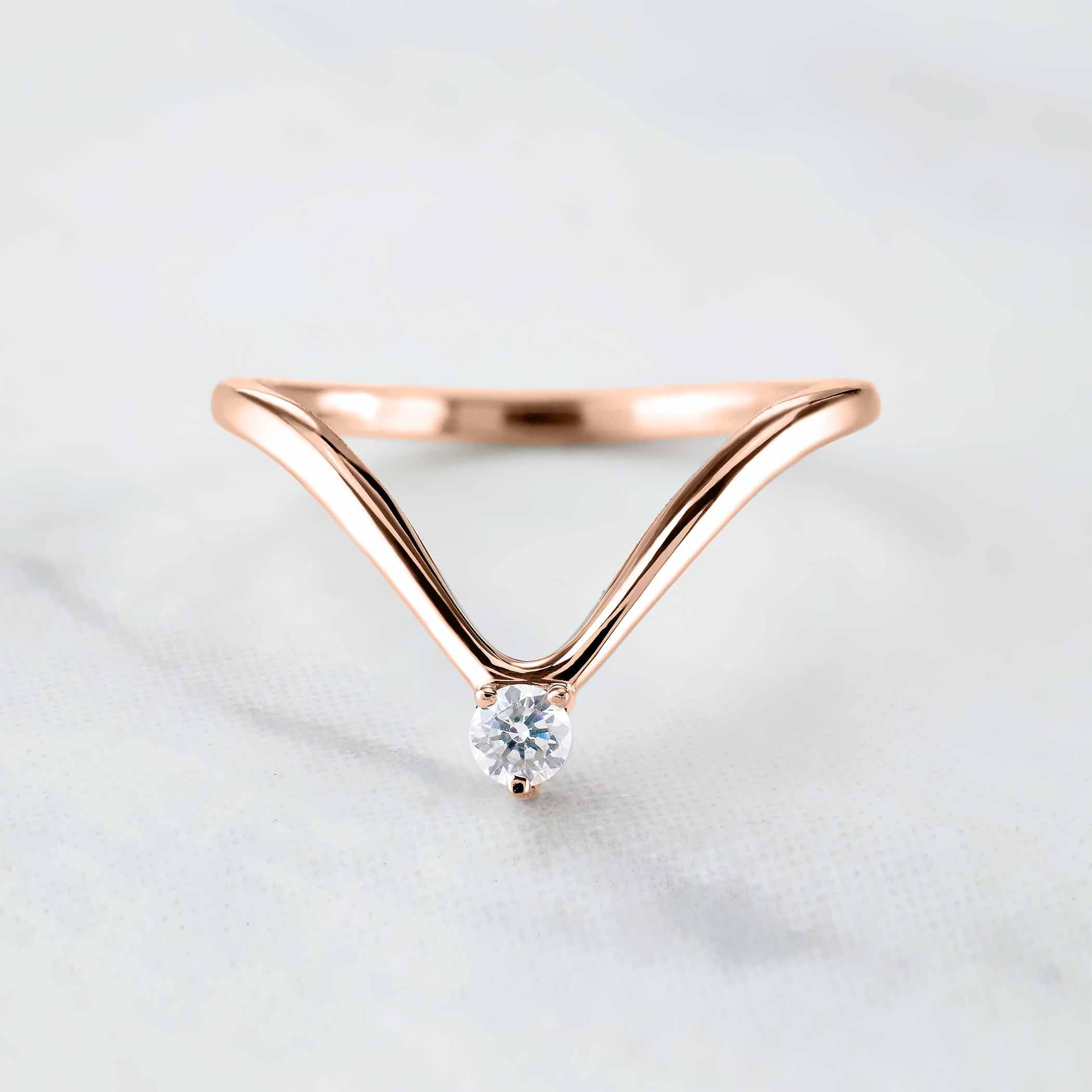 Deep Curved Ring Enhancer Chevron Knuckle Moissanite Ring