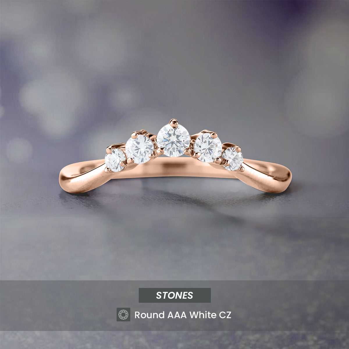 Diamond Ring Enhancer Curved Wedding Band Silver Rose Gold