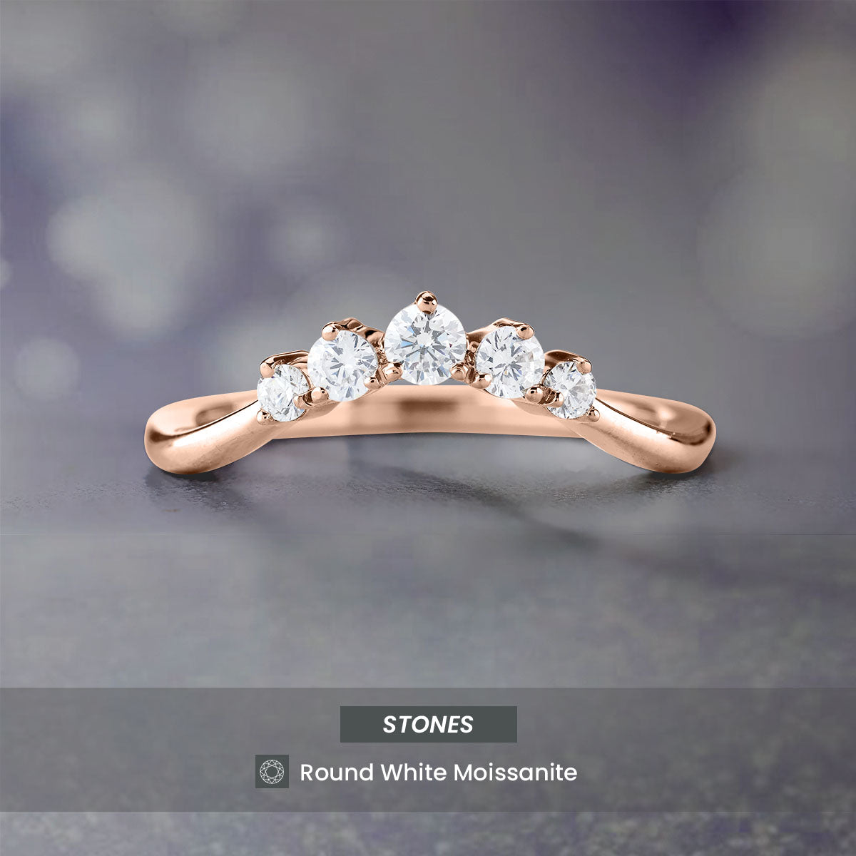 Diamond Ring Enhancer Curved Wedding Band Silver Rose Gold