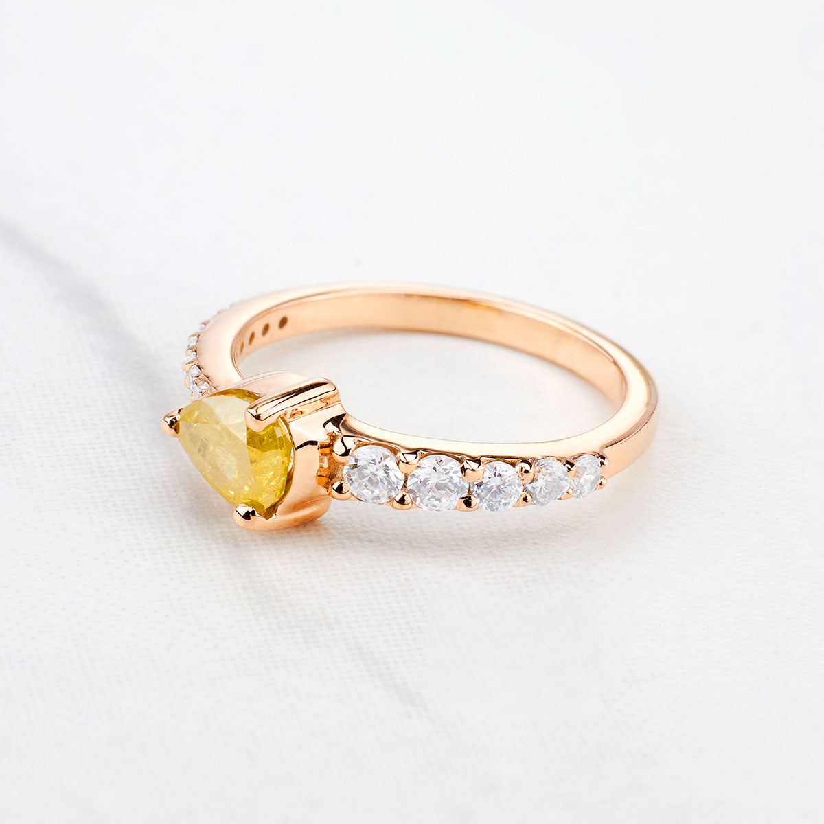 Teardrop Yellow Rustic Diamond Ring Pear Cut Engagement Rings