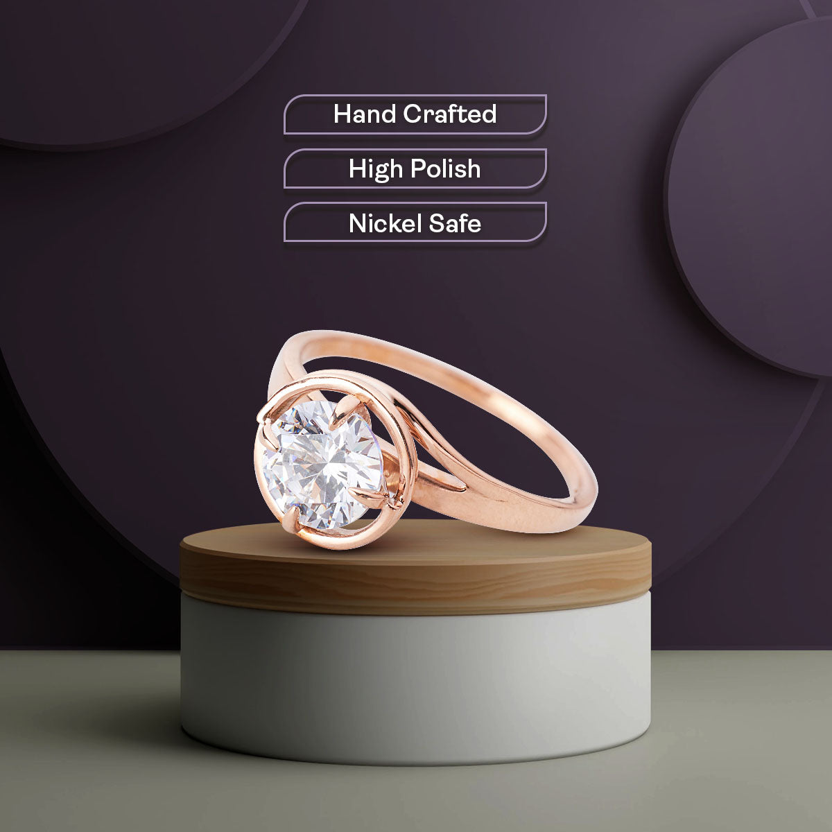 Solitaire Moissanite Diamond Ring for Women Rose Gold Engagement Rings Promise Wedding Anniversary