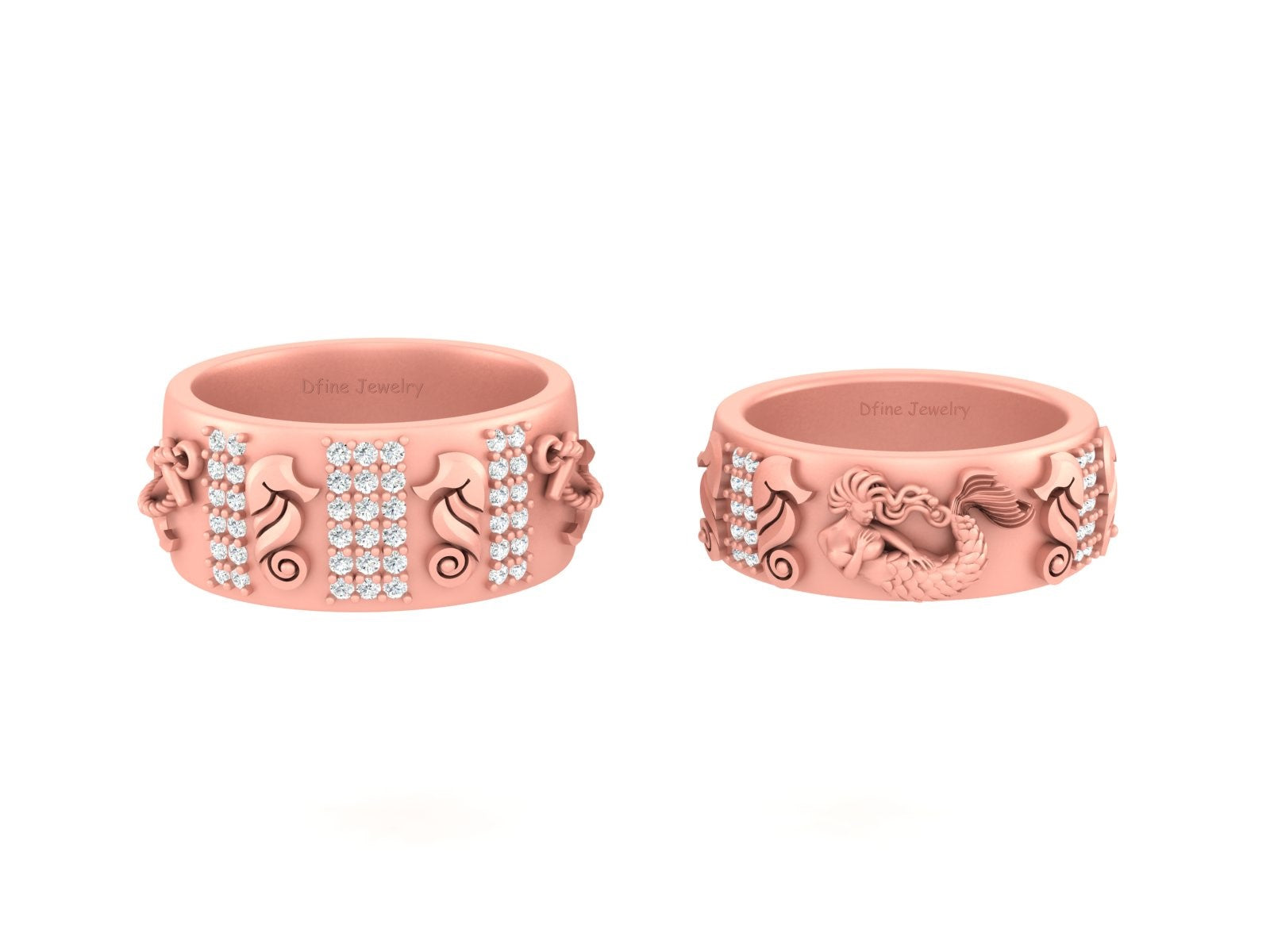 NAUTICAL ANCHOR PIRATE WEDDING BAND SET