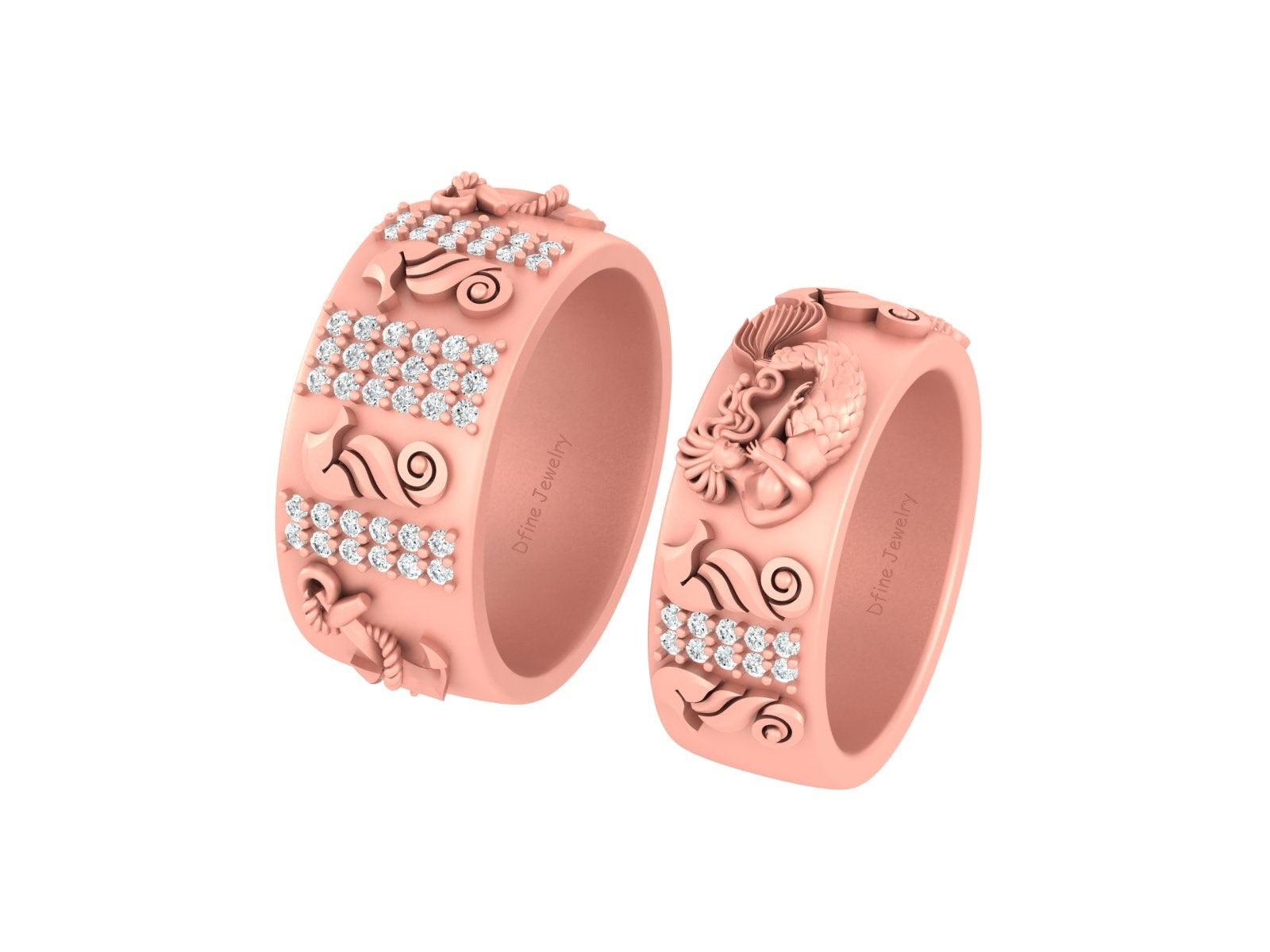 NAUTICAL ANCHOR PIRATE WEDDING BAND SET