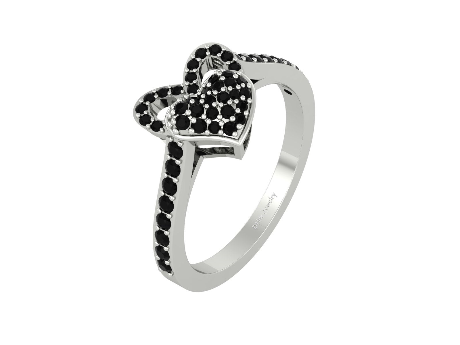 BLACK DIAMOND HEART ENGAGEMENT RING