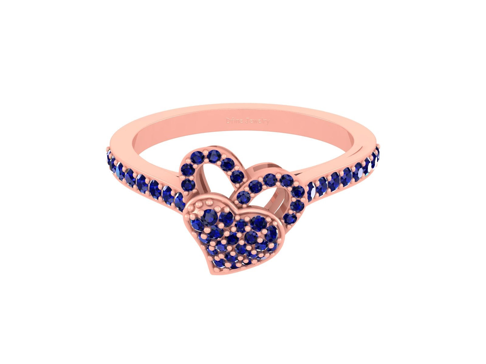 SOLID 18K ROSE GOLD HEART ENGAGEMENT RING