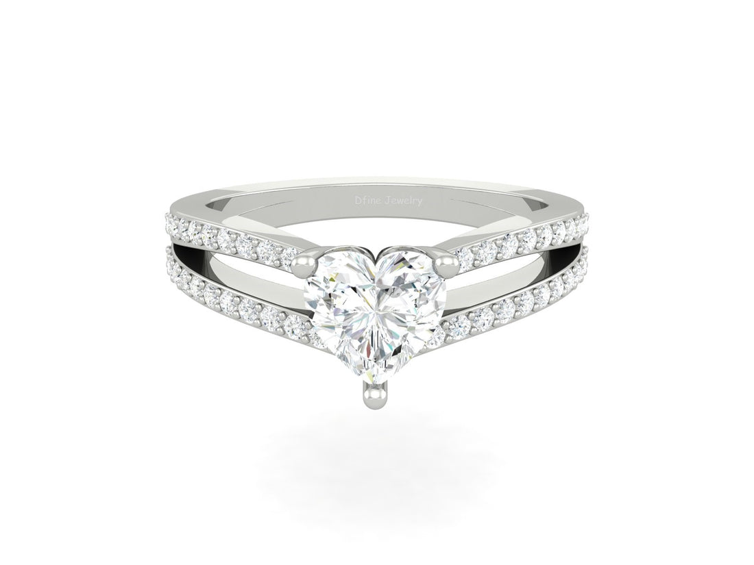DIAMOND HEART RING SILVER