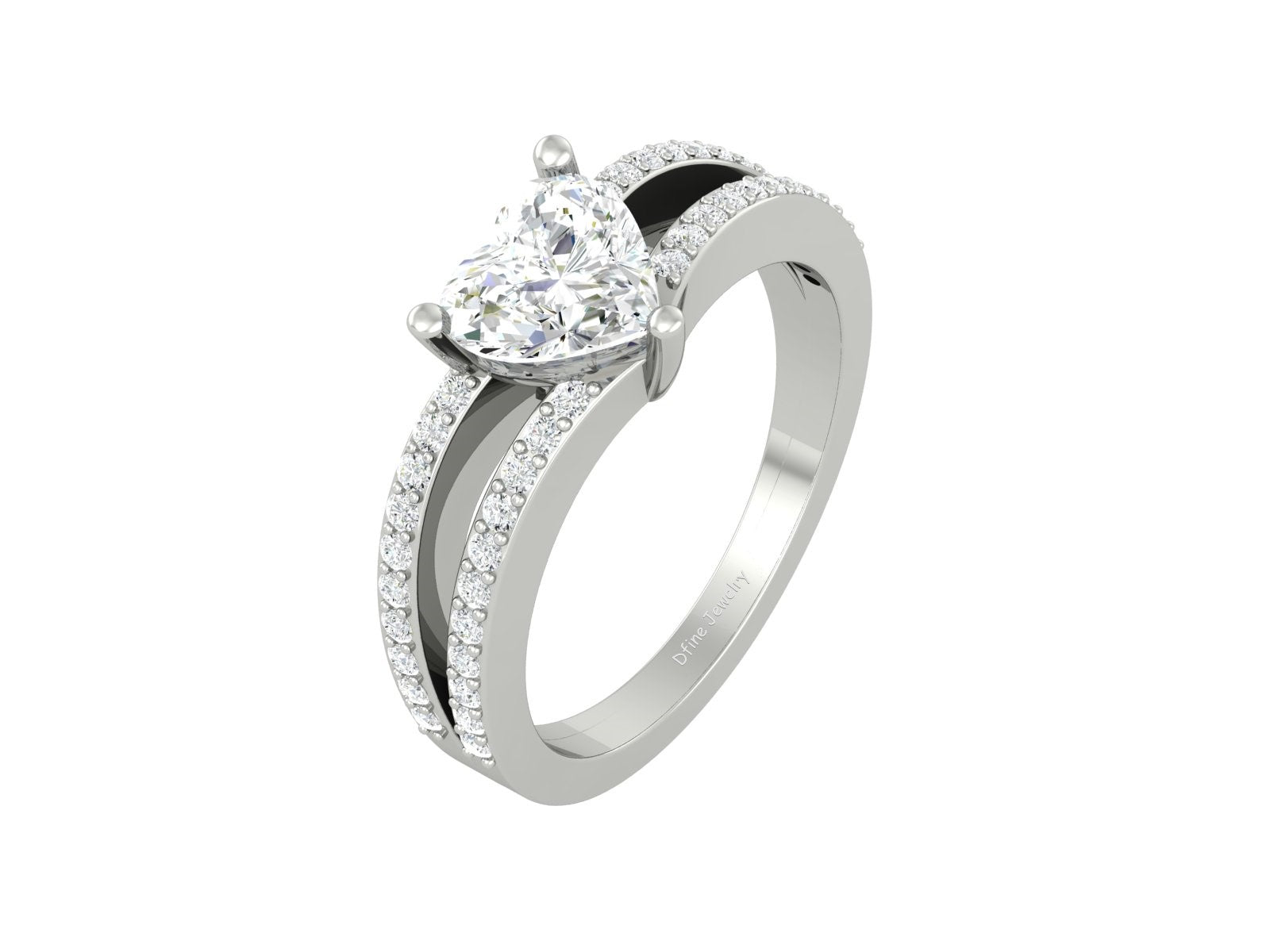 DIAMOND HEART RING SILVER