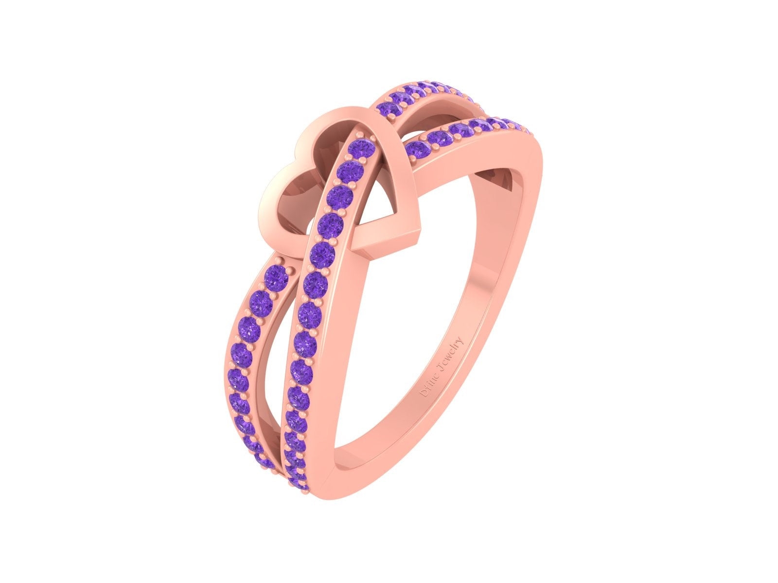 0.45CTTW PURPLE CZ HEART RING