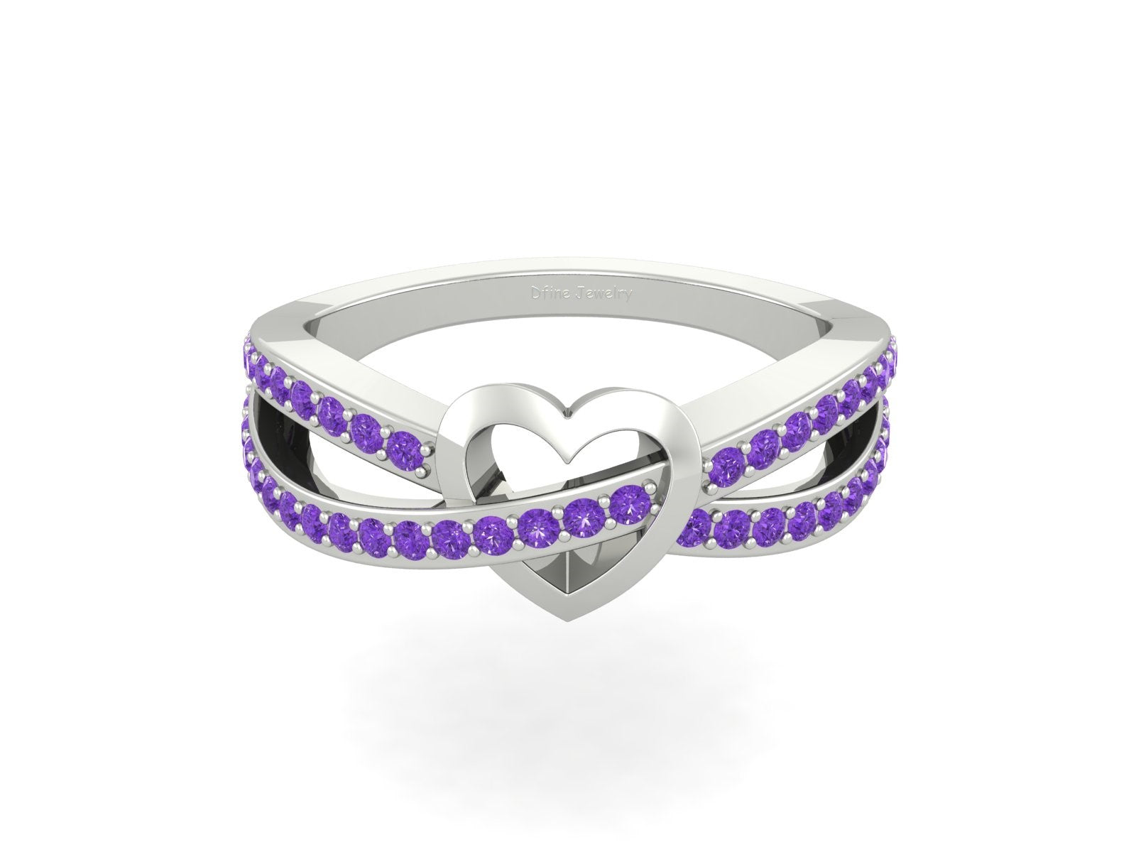 0.45CTTW PURPLE CZ HEART RING