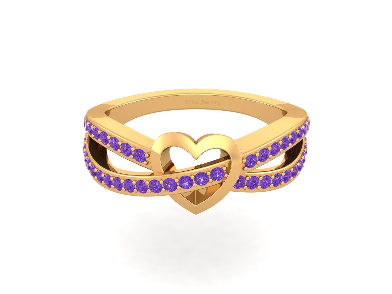 0.45CTTW PURPLE CZ HEART RING
