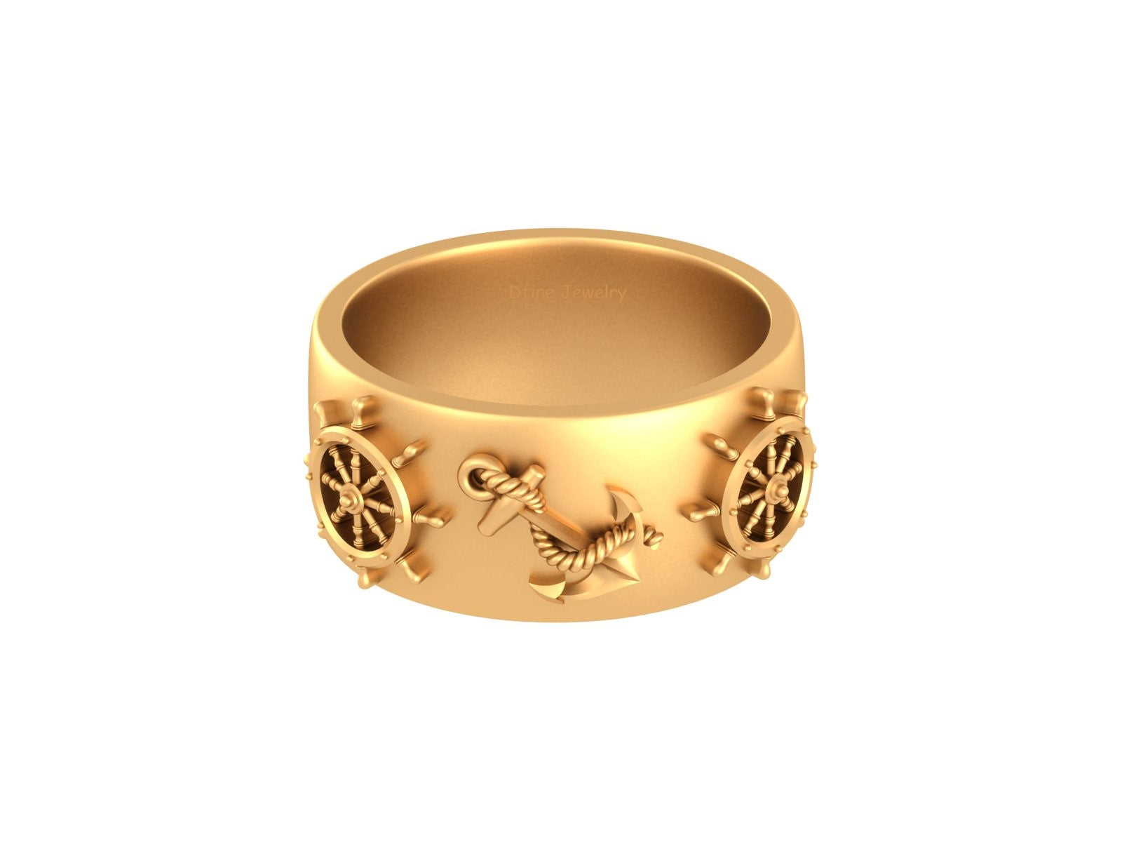 NAUTICAL STEERING WHEEL AND ANCHOR WEDDING BAND