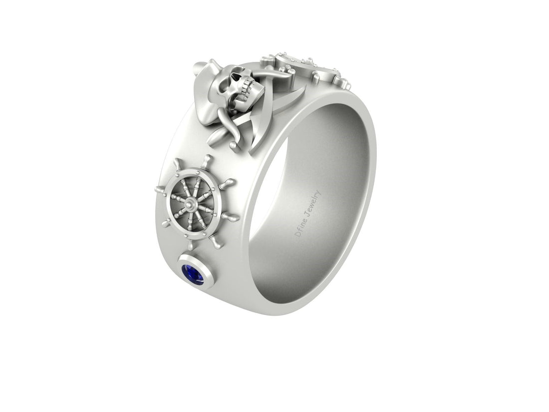 SKULL AND CROSS SWORD RING