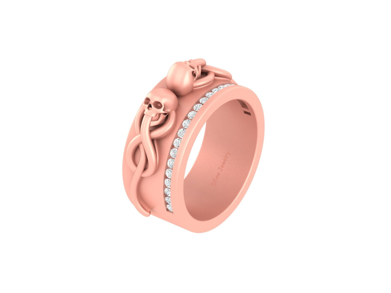 DIAMOND SKULL WEDDING BAND