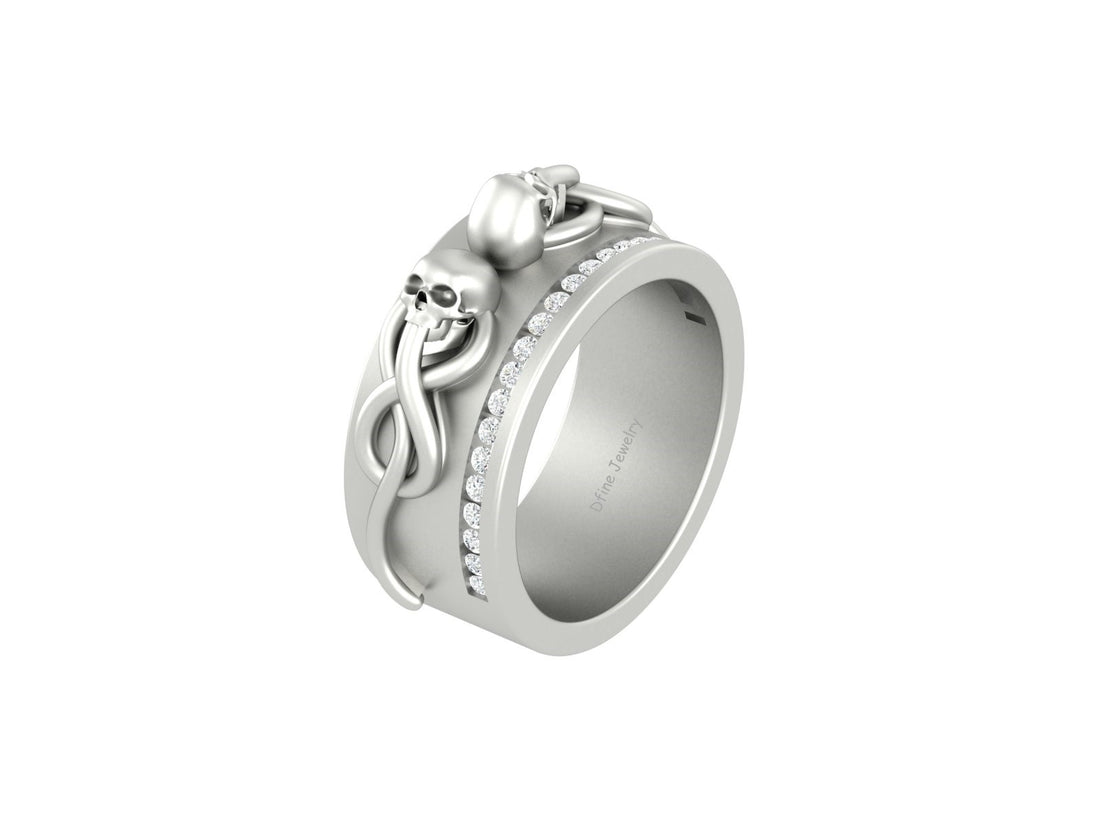 DIAMOND SKULL WEDDING BAND