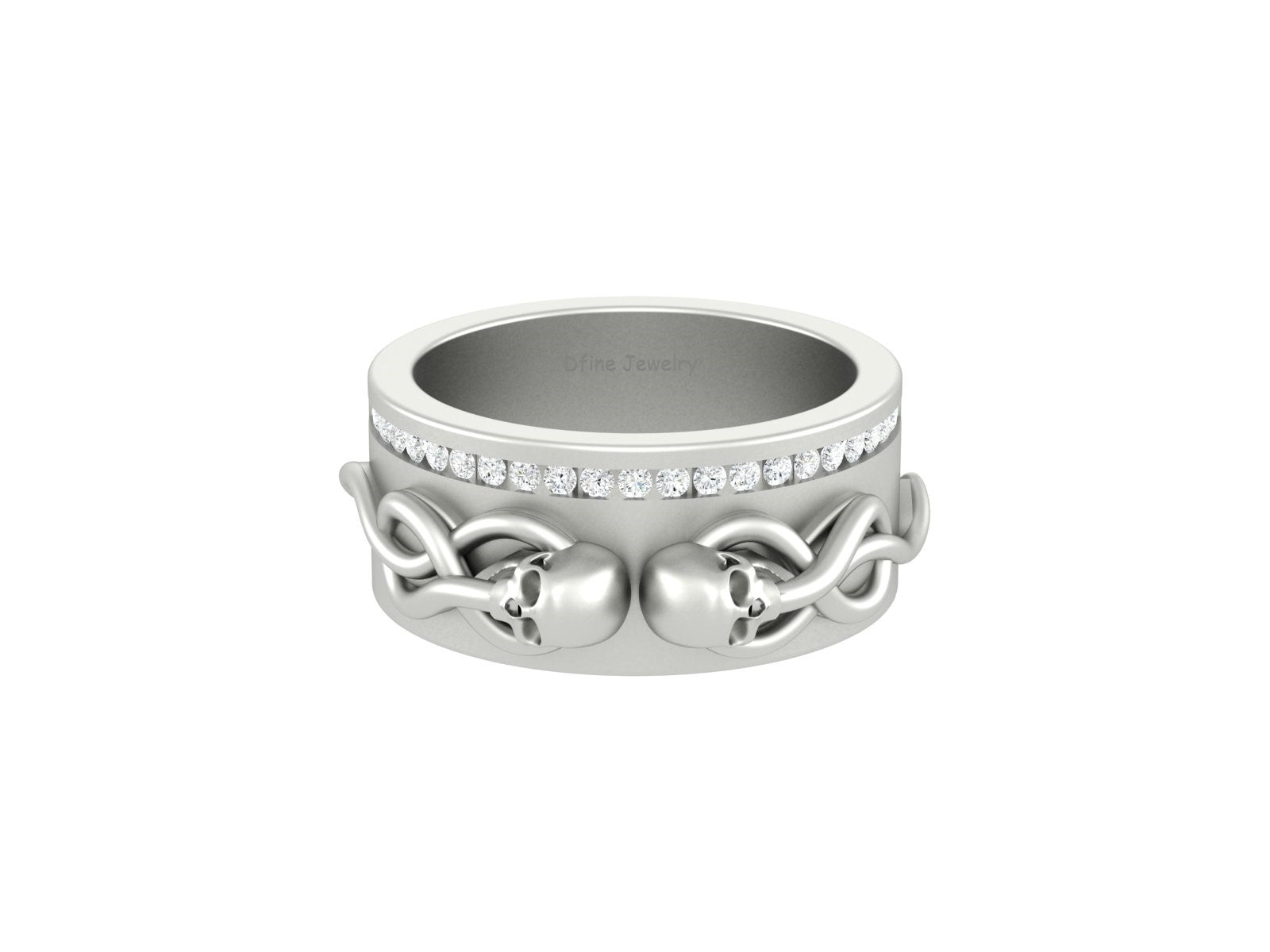 DIAMOND SKULL WEDDING BAND