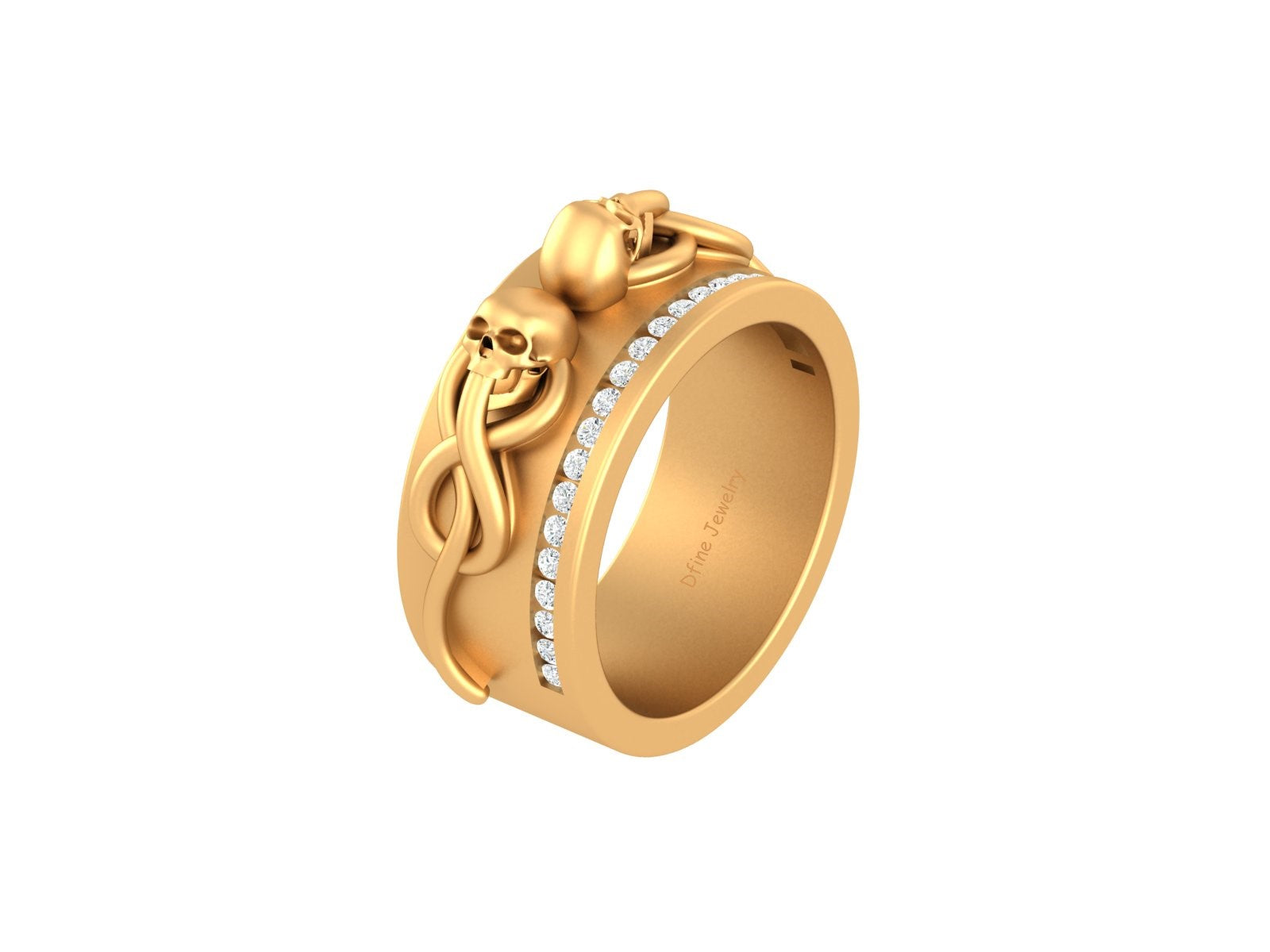 DIAMOND SKULL WEDDING BAND