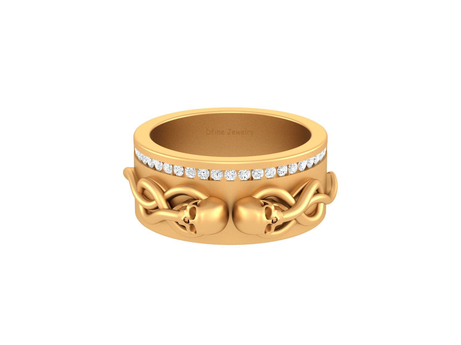 DIAMOND SKULL WEDDING BAND