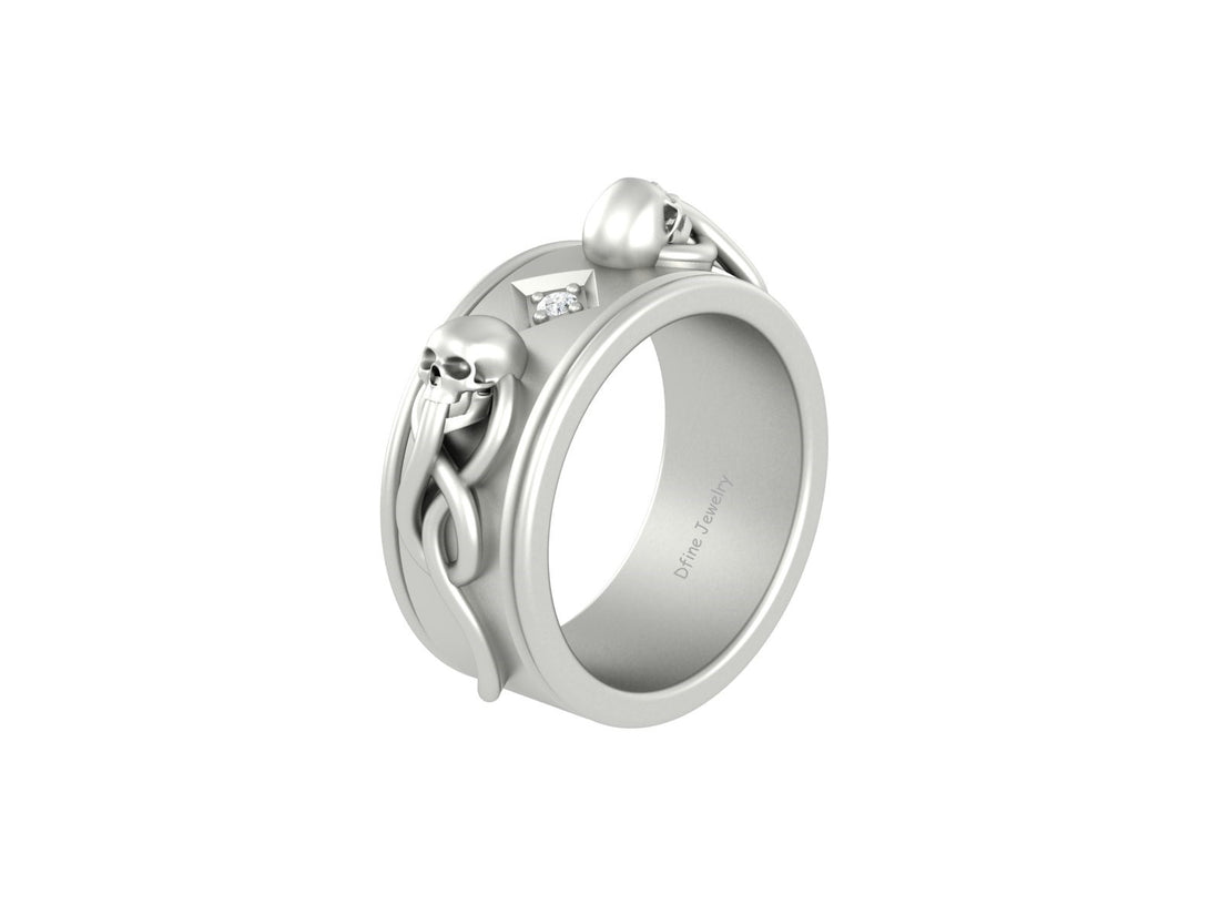 SKULL WEDDING BAND MENS