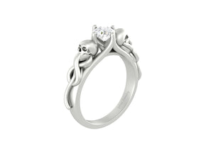 Solid White Gold Solitaire 0.50ct Moissanite Skull Engagement Ring Skull and Snake Ring