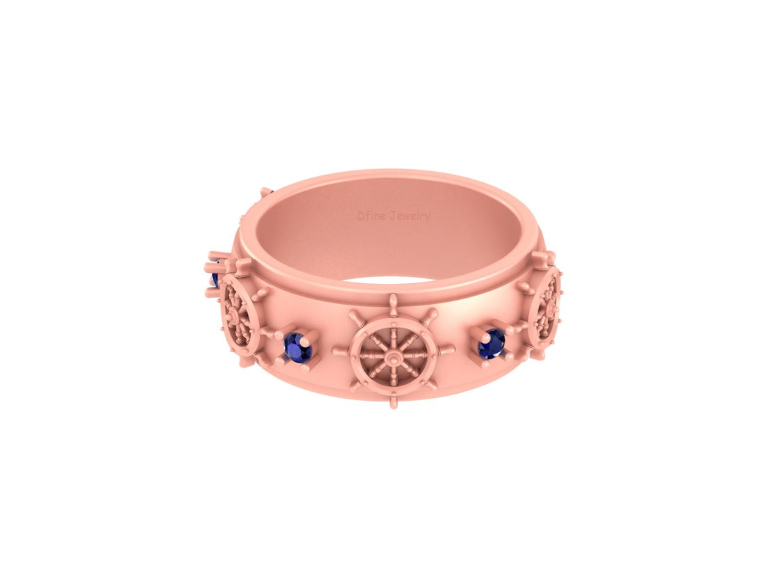 STEERING WHEEL NAUTICAL WEDDING BAND