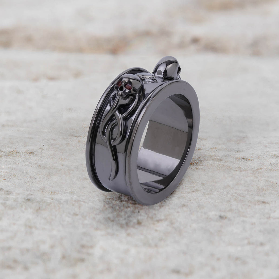 Snake and Skull Wedding Band for Men Badass Bikers Jewelry