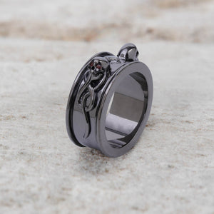 Snake and Skull Wedding Band for Men Badass Bikers Jewelry