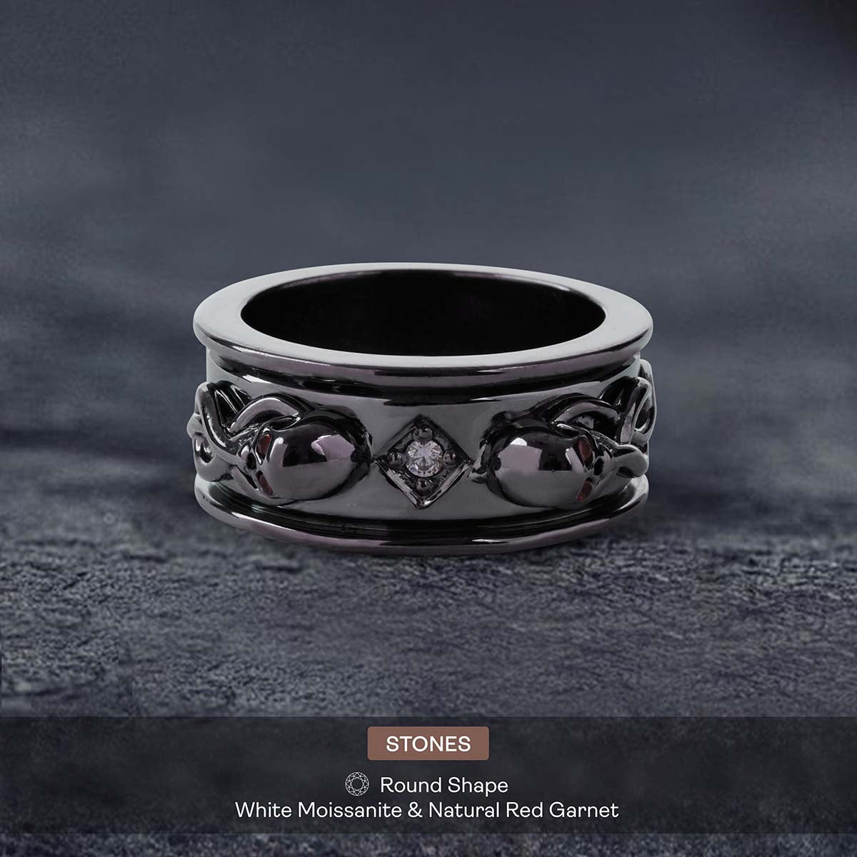 Snake and Skull Anniversary Band Bikers Gothic Wedding Ring