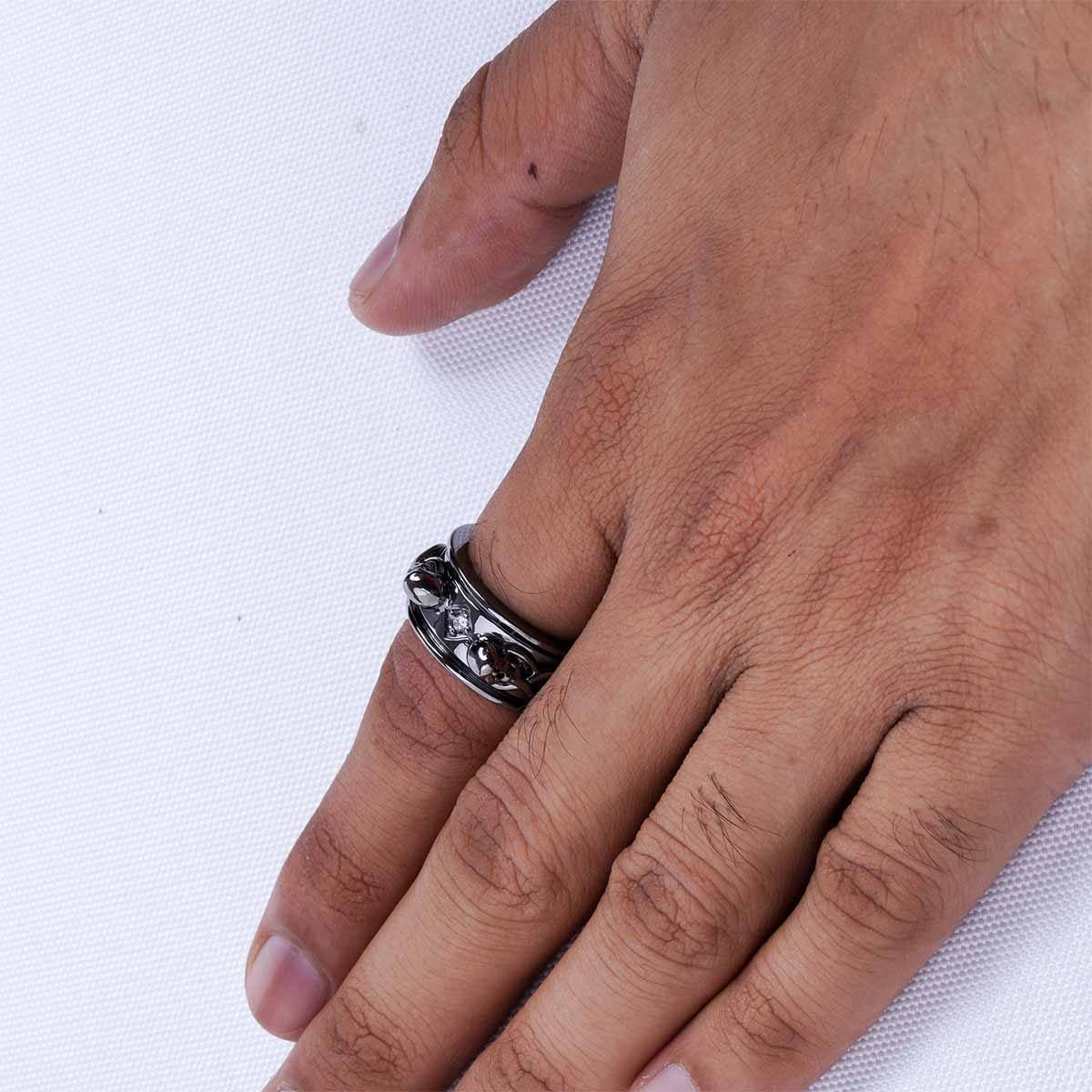 Snake and Skull Anniversary Band Bikers Gothic Wedding Ring