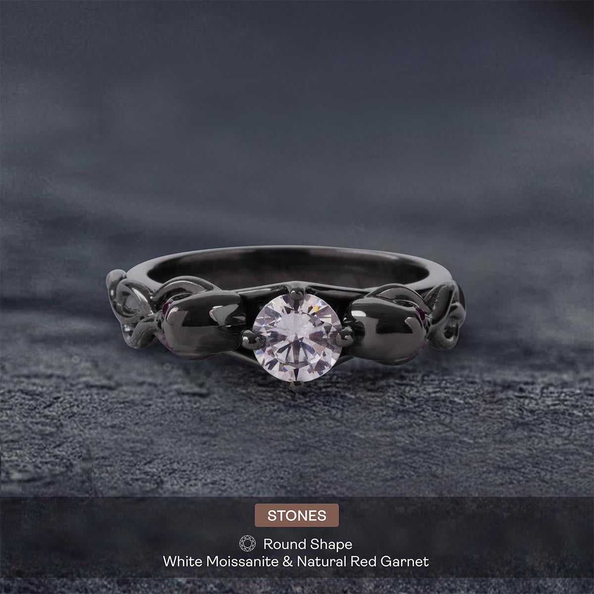 Moissanite Snake and Skull Ring Gothic Engagement Ring Silver