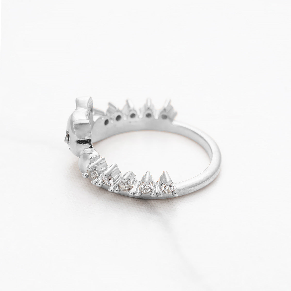 Diamond Cat Wedding Band Cute Kitty Cat Jewelry Stacking Band Sterling Silver Rose Gold White Gold