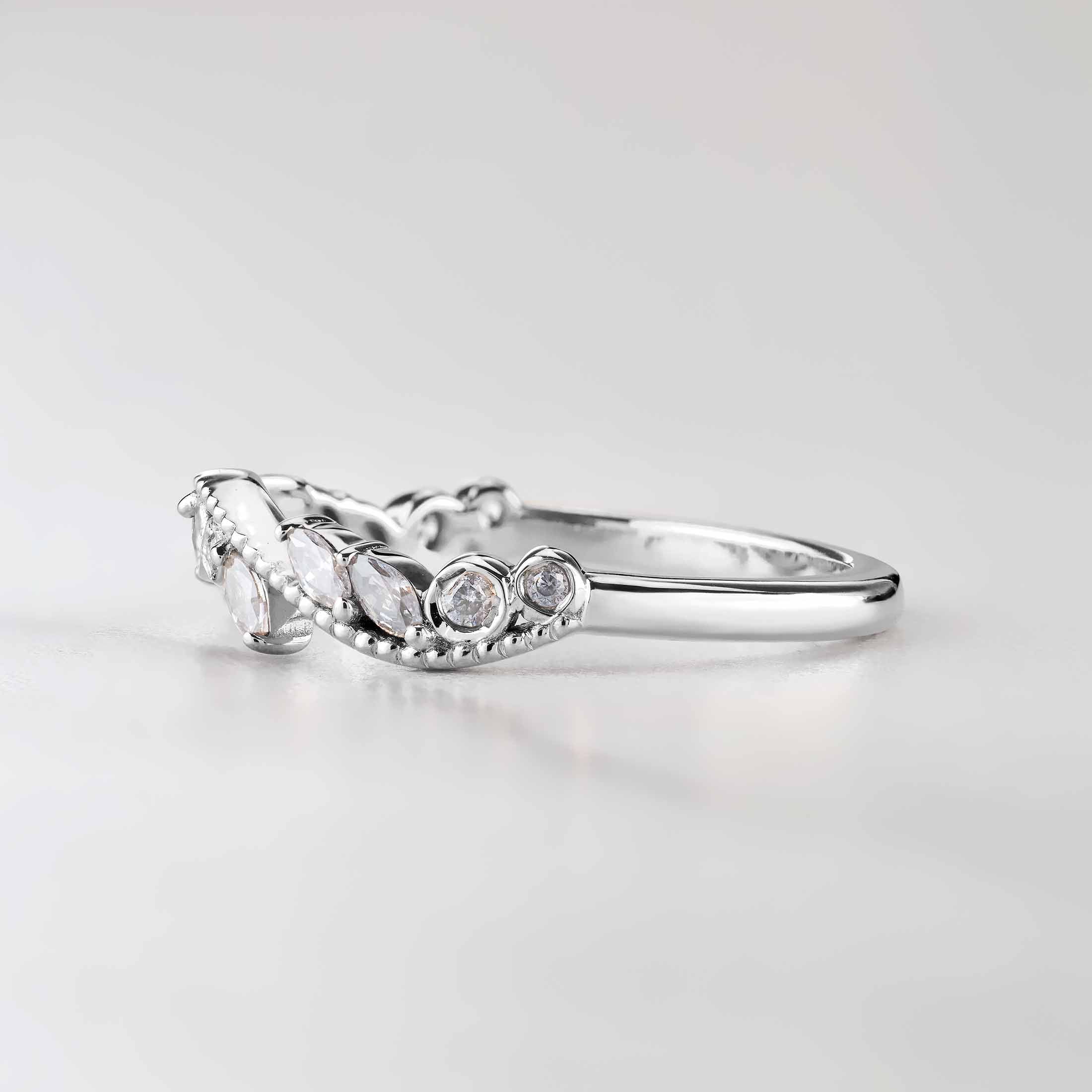 Enhancer Wedding Band For Women Curved Stack AAA CZ Marquise