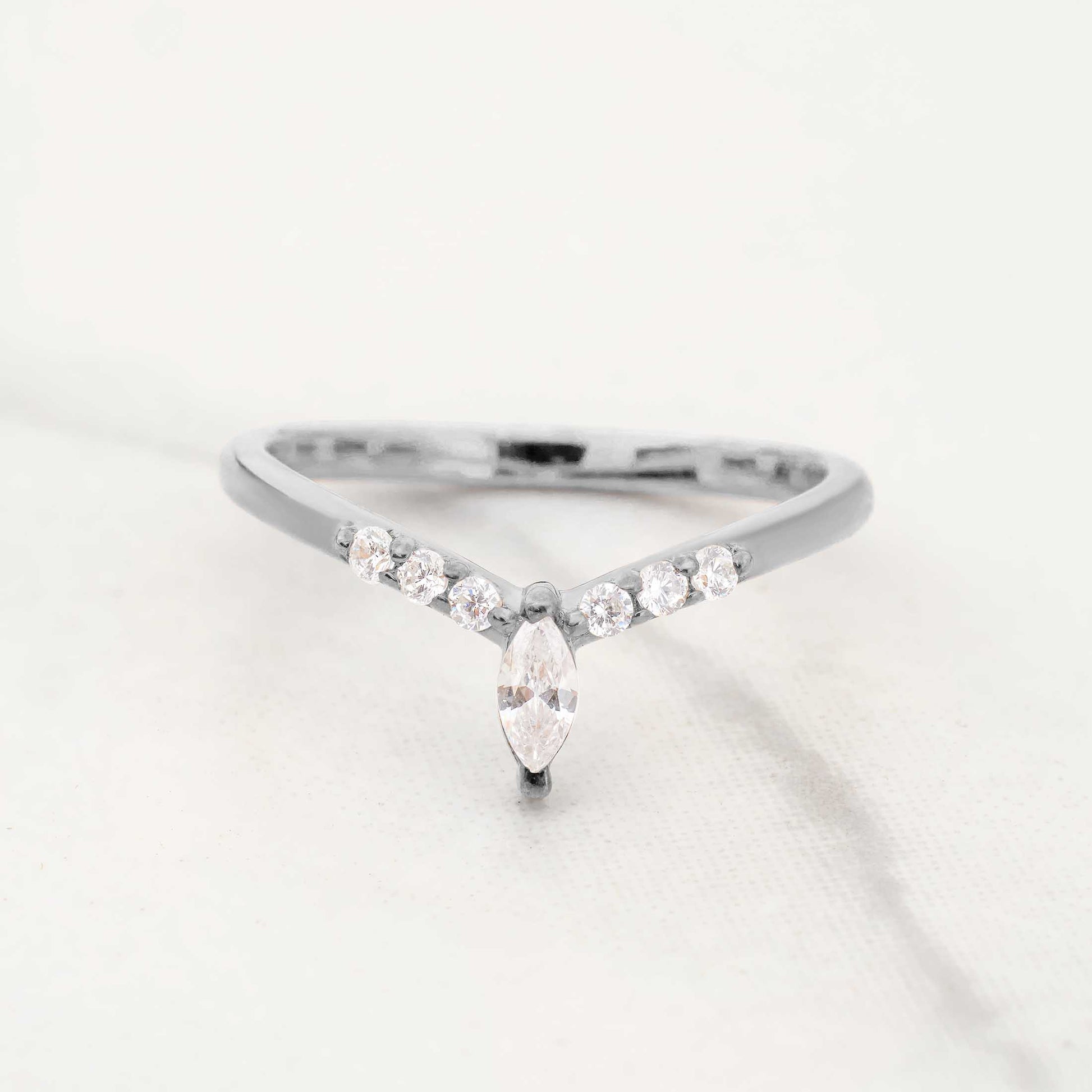 CZ Diamond Enhancer Ring Curved Wedding Band White Gold Rose Gold Moissanite