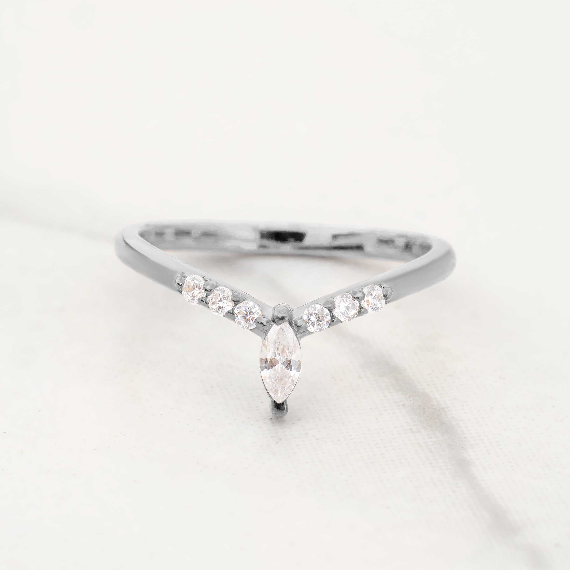 CZ Diamond Enhancer Ring Curved Wedding Band White Gold Rose Gold Moissanite