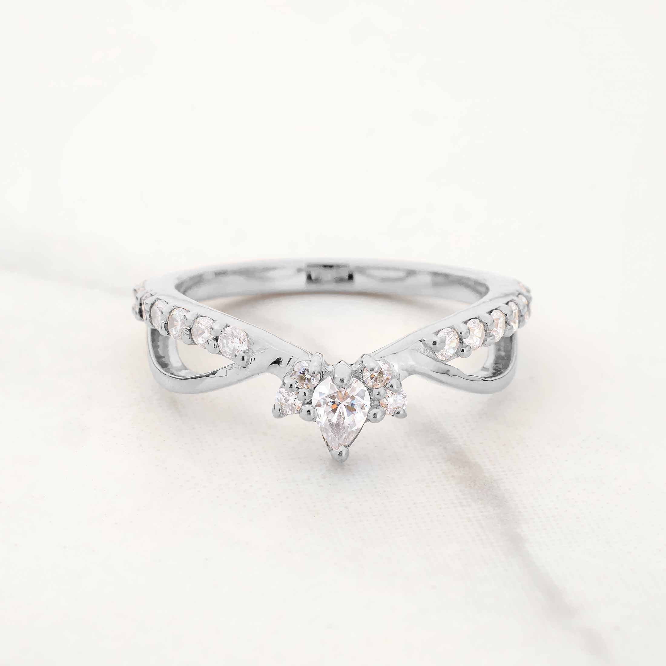 Fancy Ring Enhancer CZ Diamond Curved Wedding Band Stack