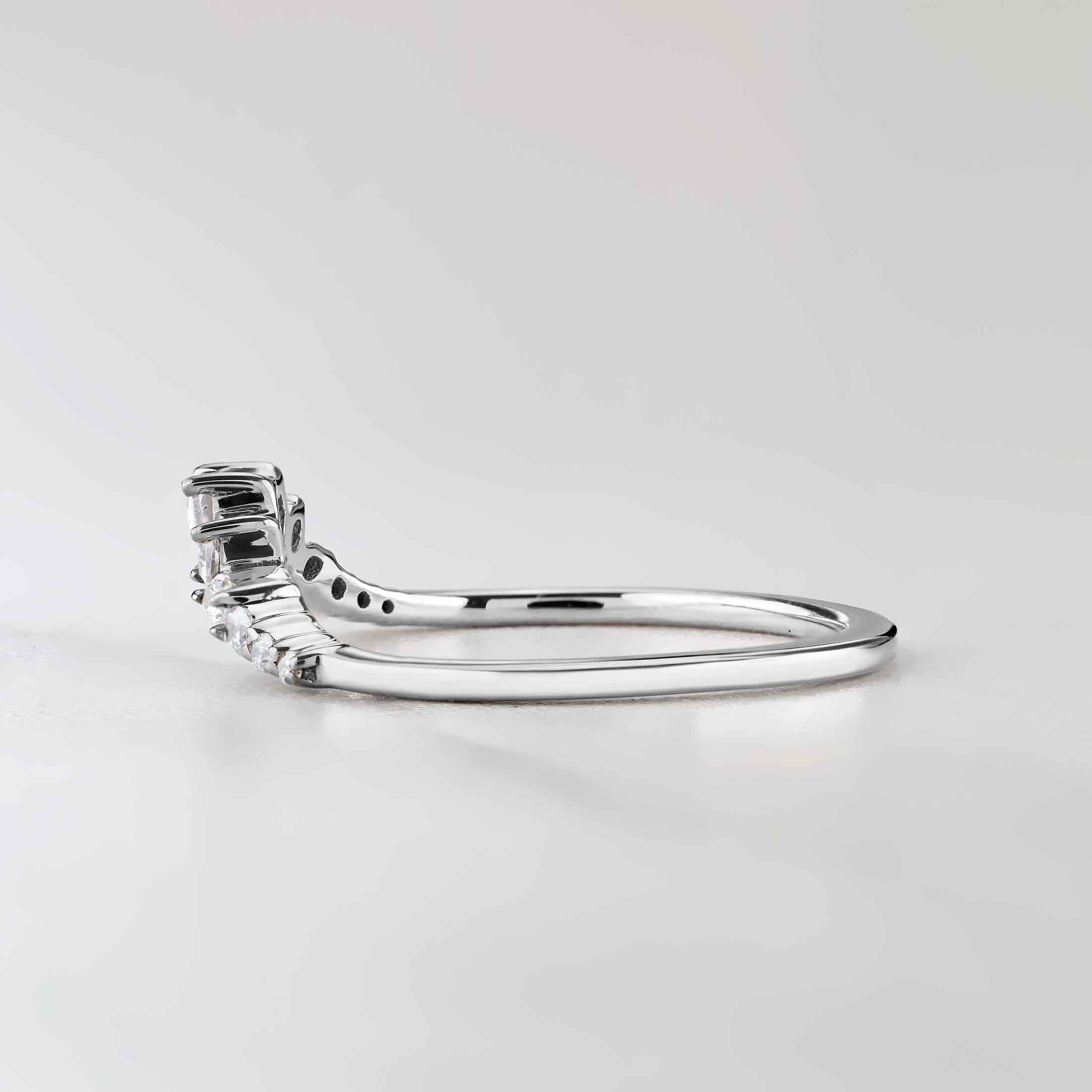 Heart Curved Wedding Band Women Engagement Ring Enhancer AAA CZ Diamond